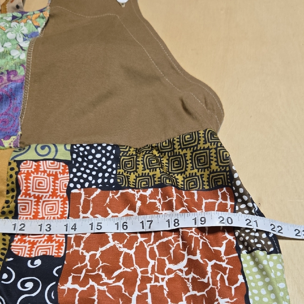 JS1 NWT Yak & Yeti Colorful Patchwork Overalls Adjustable Sm/Md Lg/XL Pockets - Picture 7 of 10